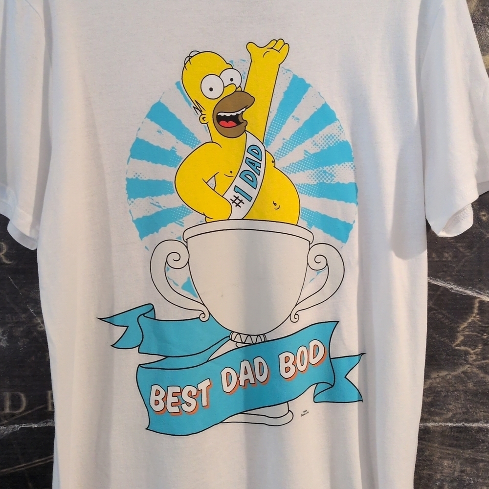 The Simpsons Men's T-Shirt White Medium Best Dad Bod - Picture 2 of 4